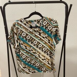 BonWorth Striped Women's Blouse - Teal, Black, Gold